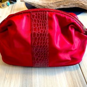 Red with Faux Skin Embellishments Cosmetic Bag